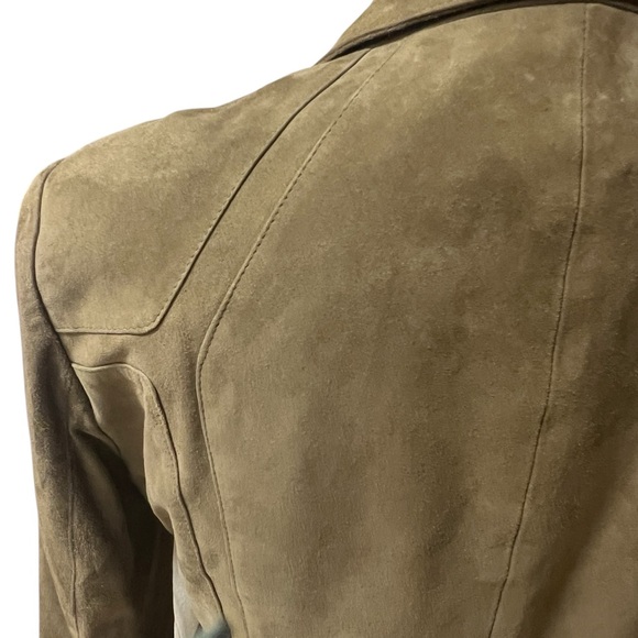 Elements by Vakko buttery soft suede mossy green tailored jacket in size medium - Picture 4 of 7